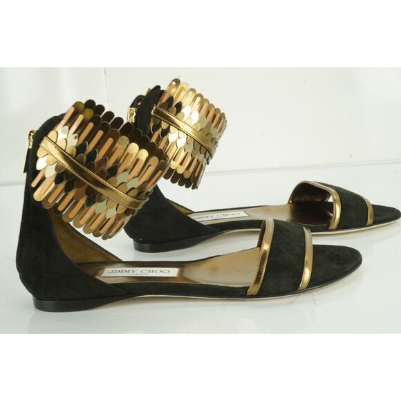 Jimmy Choo Kimro Fringe Ankle Strap Flat Sandals Size 38 Women's $995 NIB Toe - Picture 9 of 12